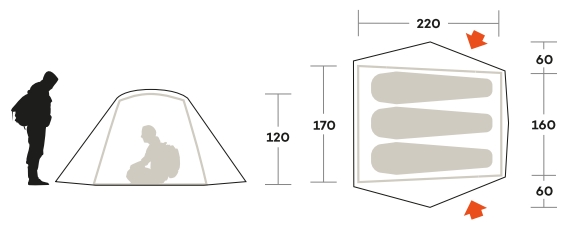 Dimensions de la tente Hekla 3 Ferrino